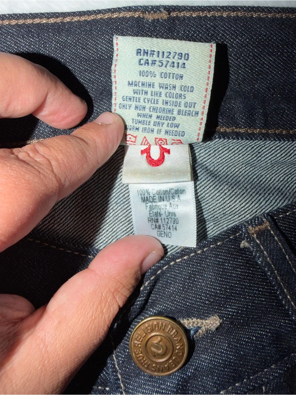 True Religion Geno Slim Raw Denim Jeans Selvedge Side Stripe Made In USA-Mens 30